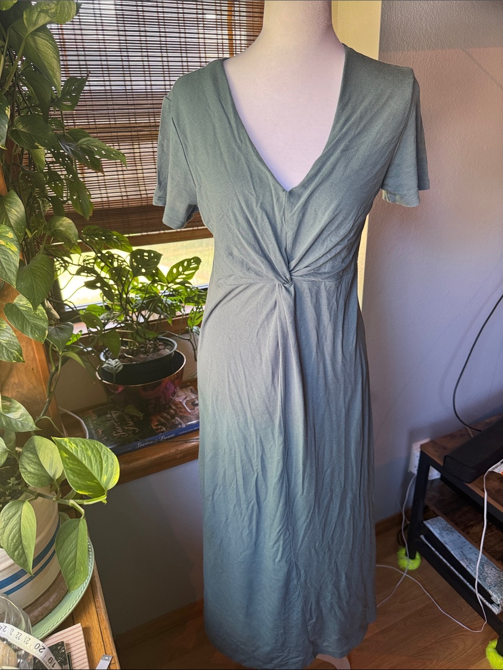J. Jill Wearever Twist Front V-Neck Maxi Dress Slate Blue 628275 maternity